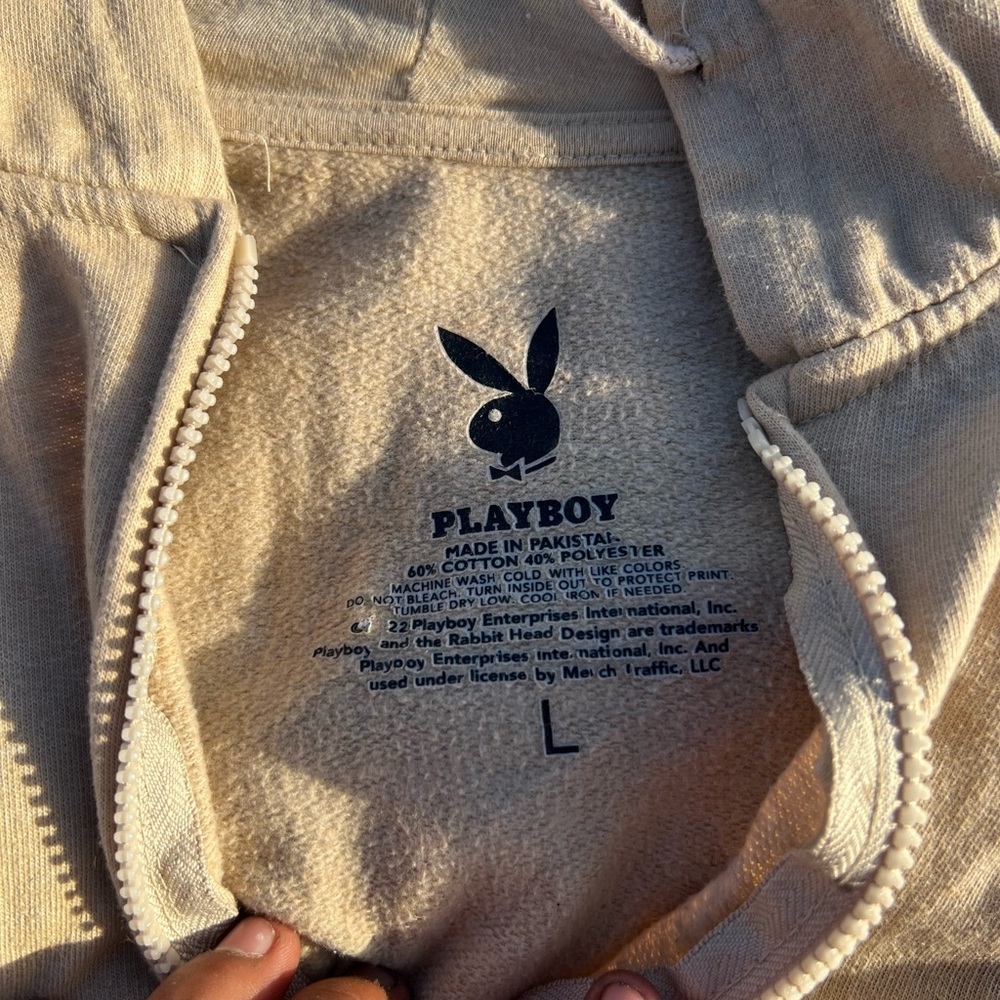 Playboy Cream Zip-Up Hoodie